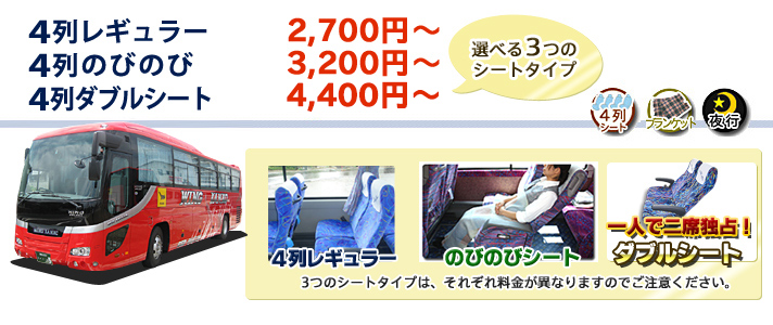 夜行バス 4列レギュラー