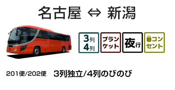 名古屋 新潟便 夜行バスのアミー号