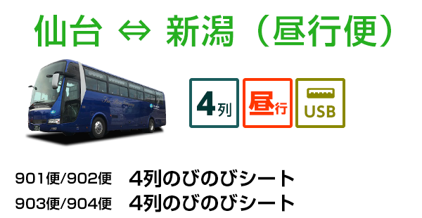 仙台 新潟便 昼行便 夜行バスのアミー号
