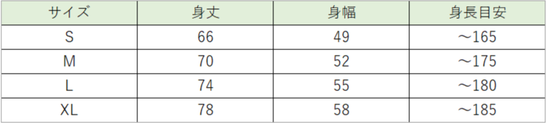 サイズ表